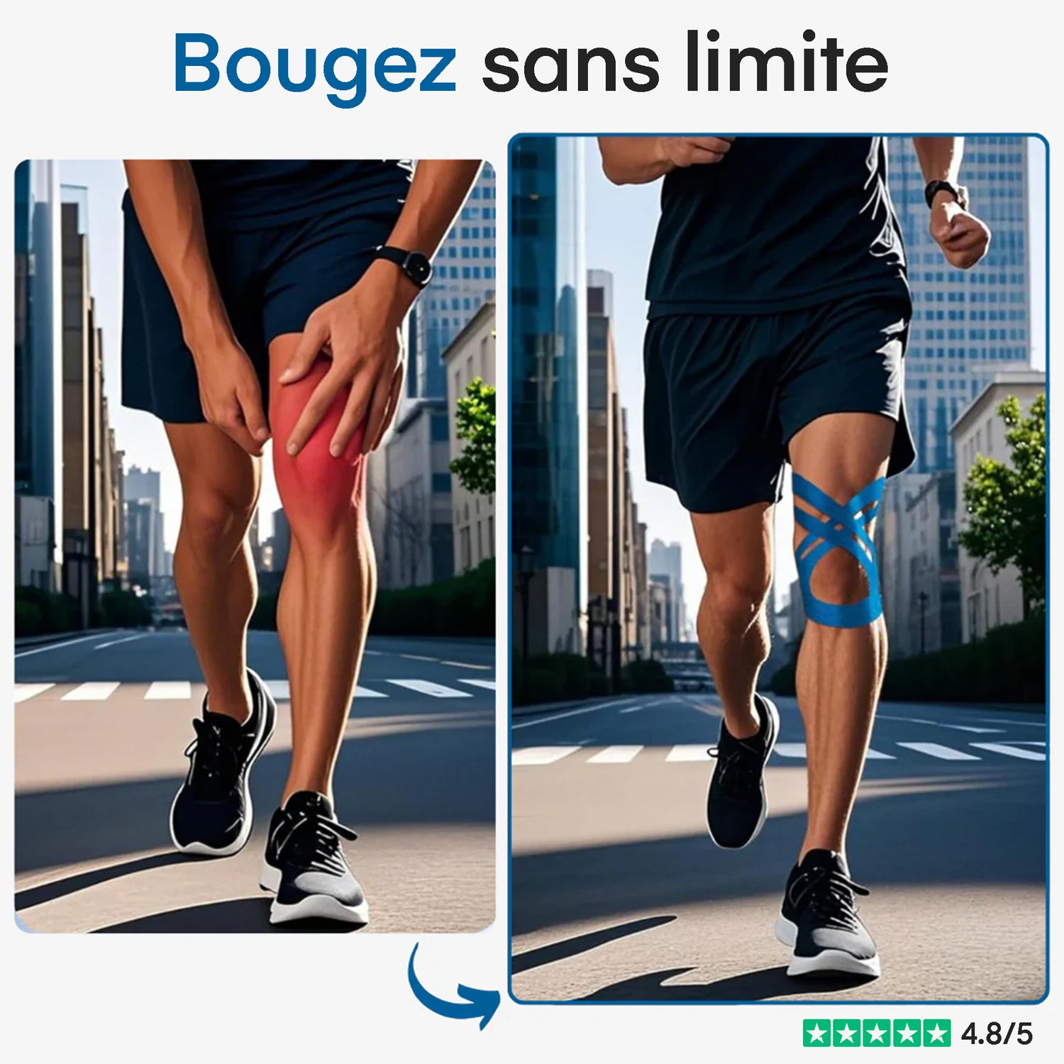 Aktopas™ - Lot de 10 Bandages adhésifs pour genou